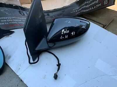 VW POLO MK5 2009 - 2017 PASSENGER LEFT  ELECTRIC WING MIRROR BLACK LC9X