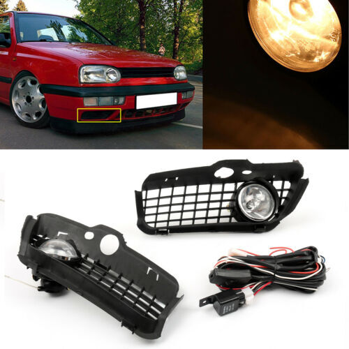 New Bumper Grille Grill With Driving Fog Lamp Light For 1992-1997 VW Golf MK3 B2